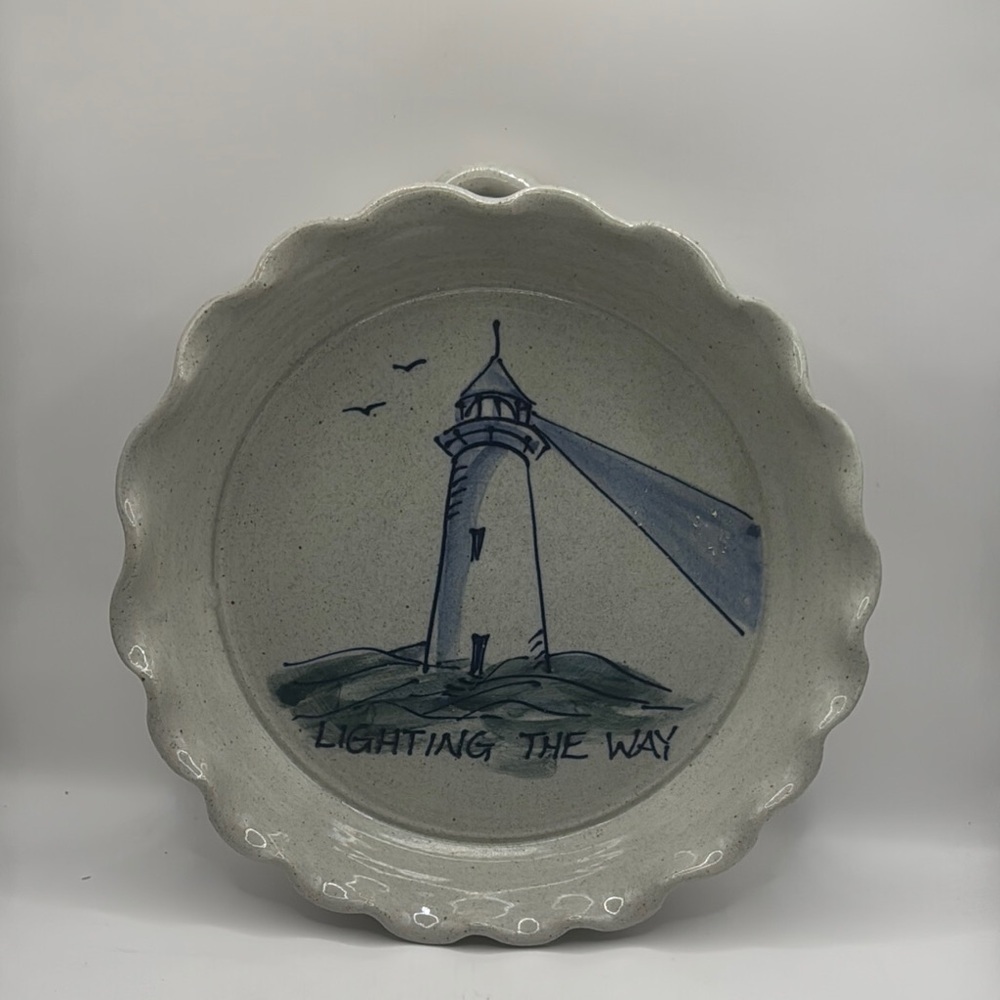 Great Bay pottery 2006 fluted Lighthouse Design Ceramic pie packet Plate